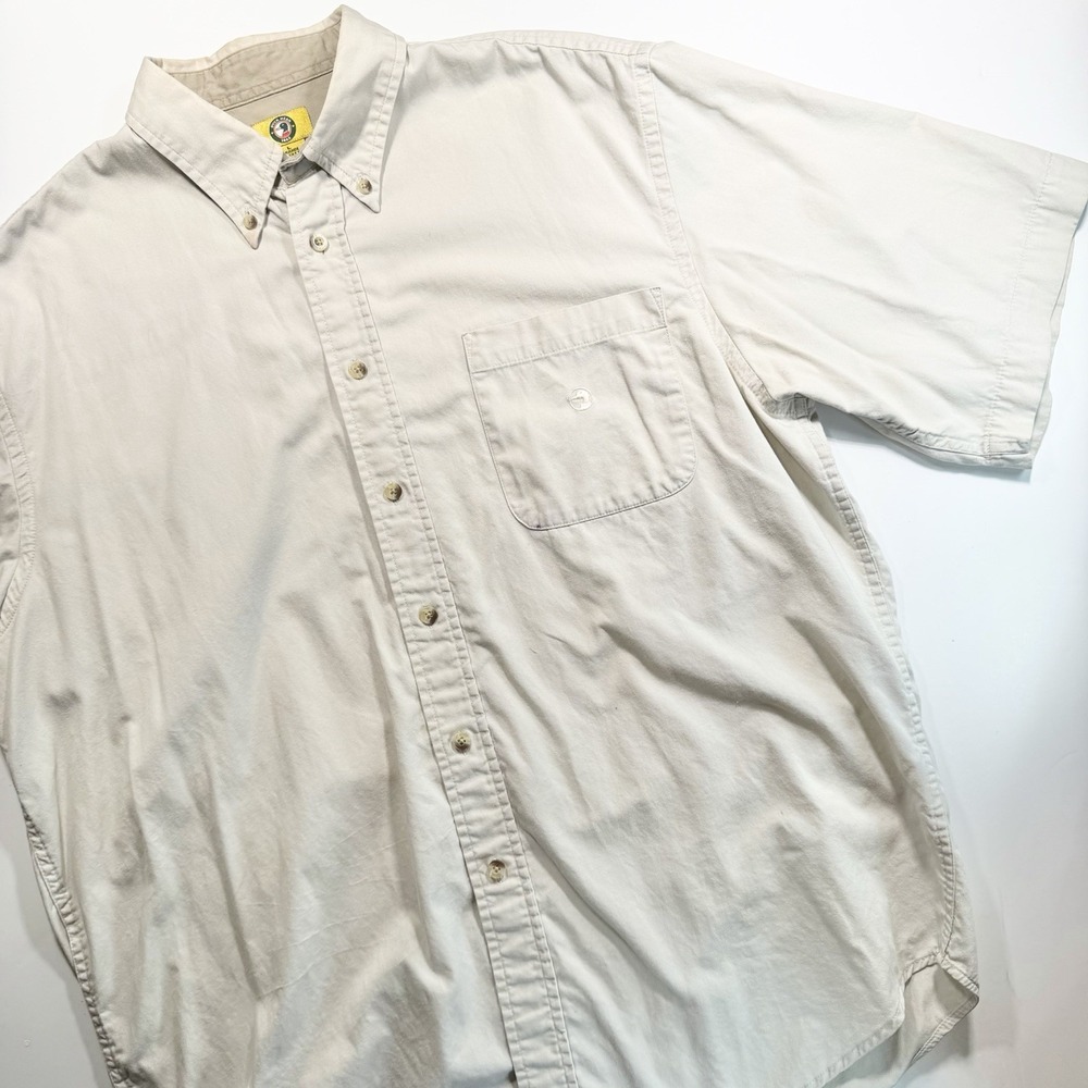 Men's Vintage Duck Head Short Sleeve Khaki Button Up L Cotton‎